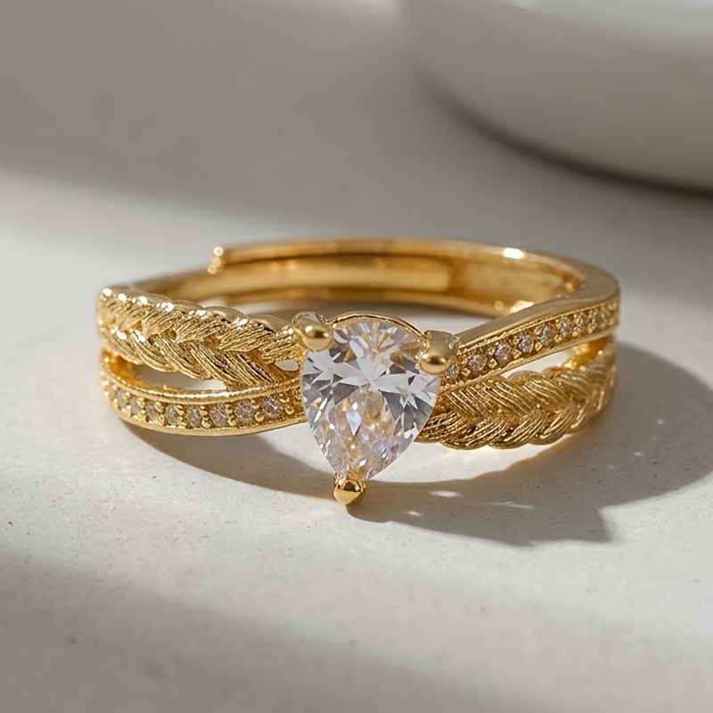 French Romantic Pear Shaped Open Ring for Women